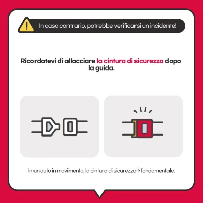 Semplici istruzioni per allacciare la cintura di sicurezza rossa