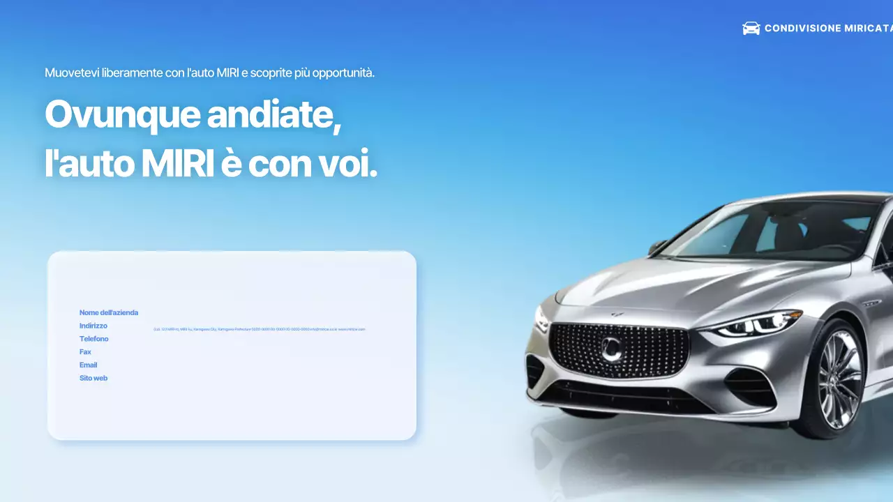 Presentazione del servizio auto moderne blu