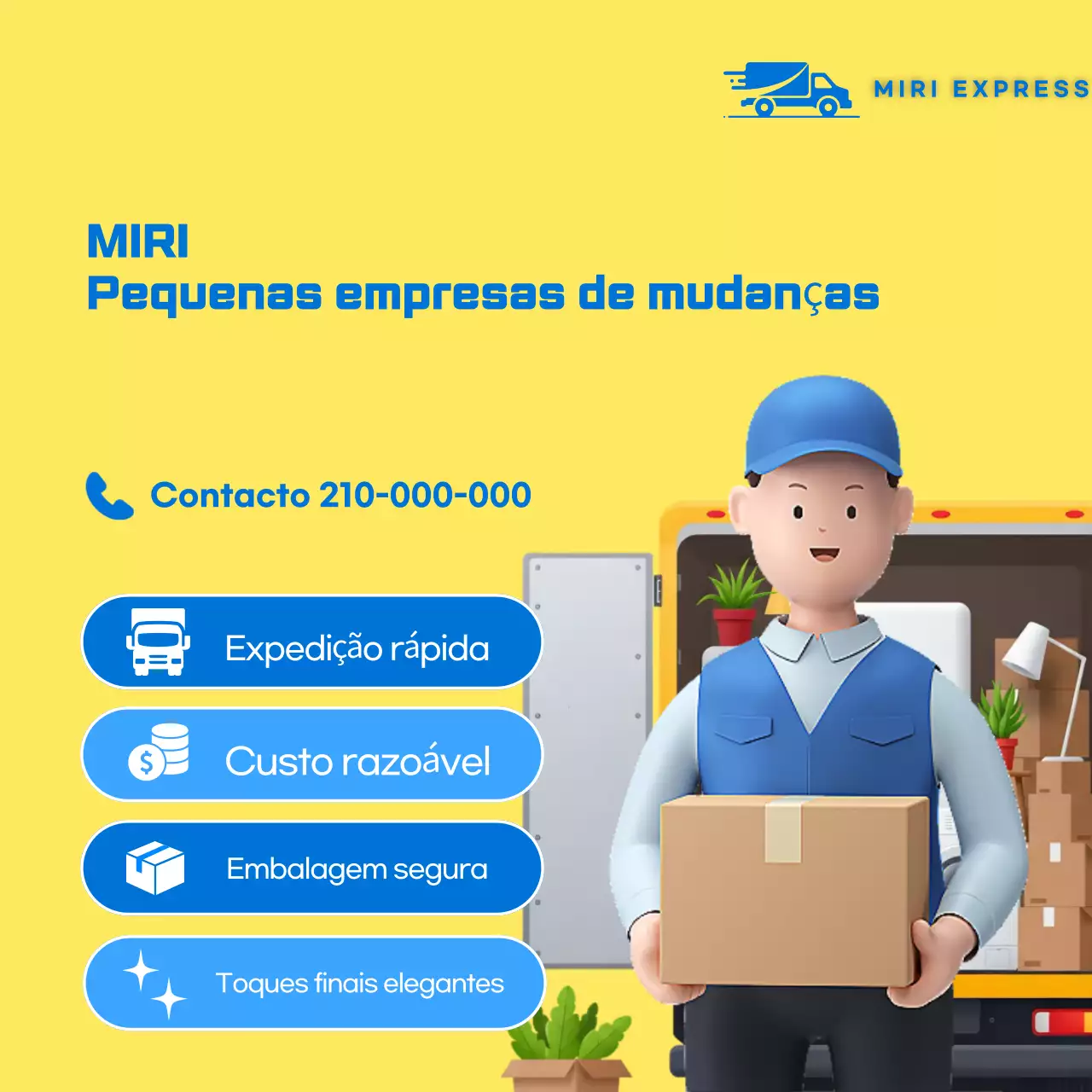 Anúncio de mudança simples amarelo