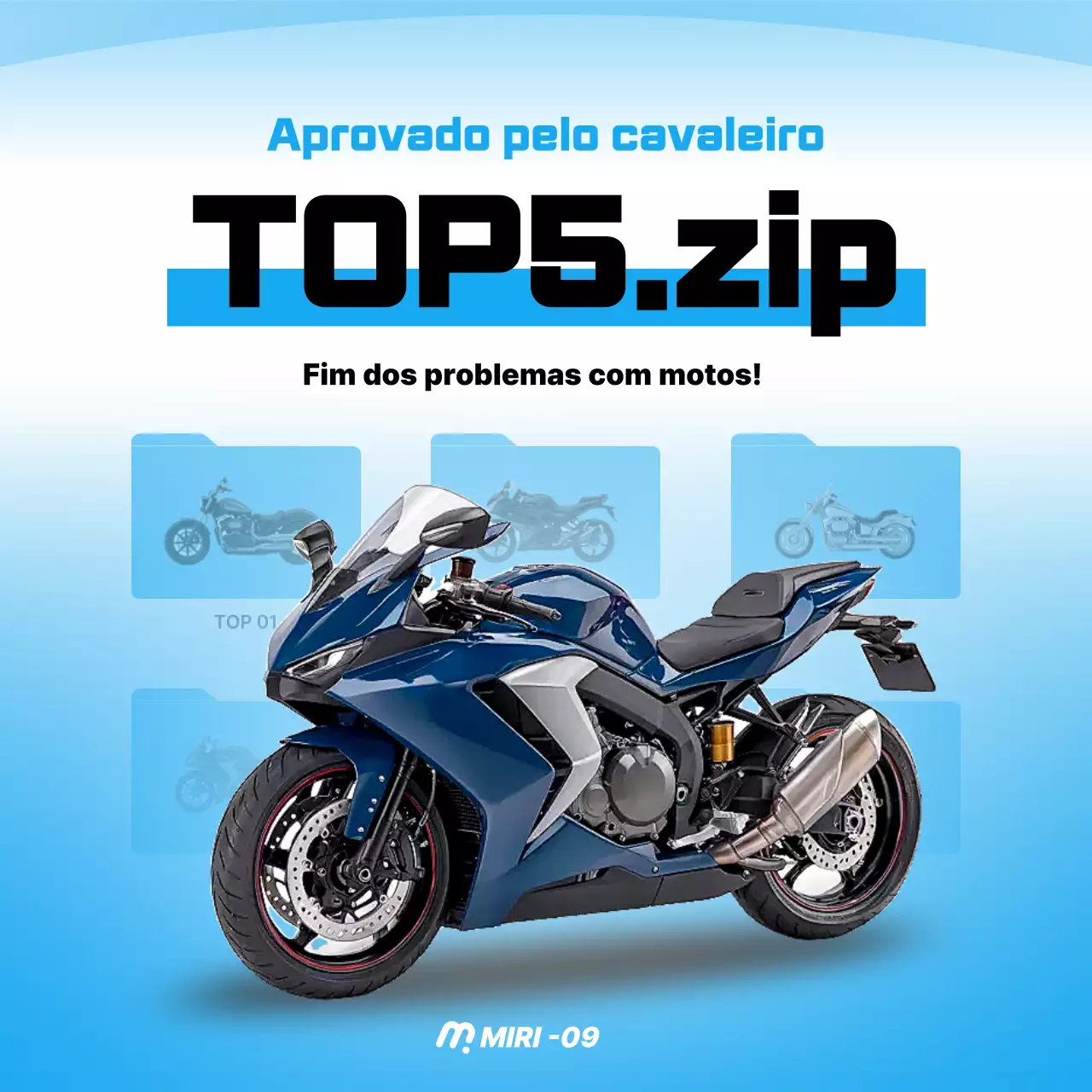 Anúncio de motocicleta moderna azul-celeste