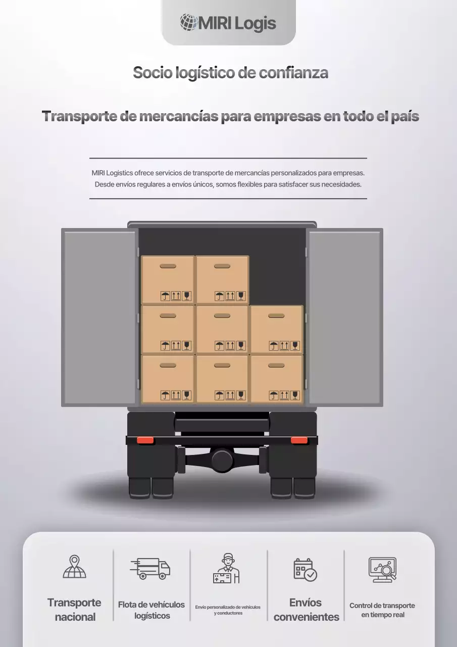 Anuncio de logística moderna gris