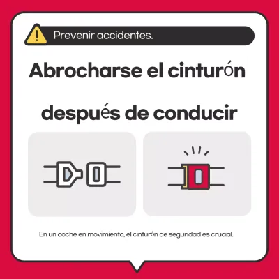 Instrucciones sencillas para abrochar el cinturón de seguridad rojo