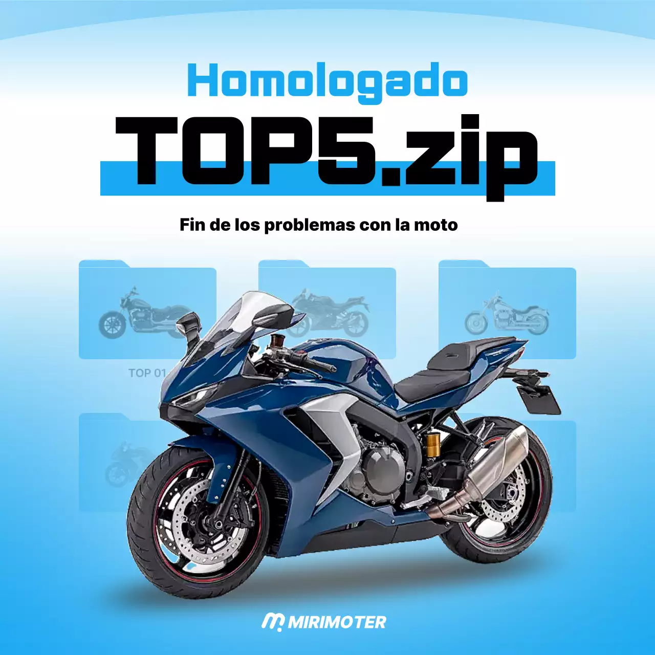 Anuncio de motocicleta moderna azul cielo
