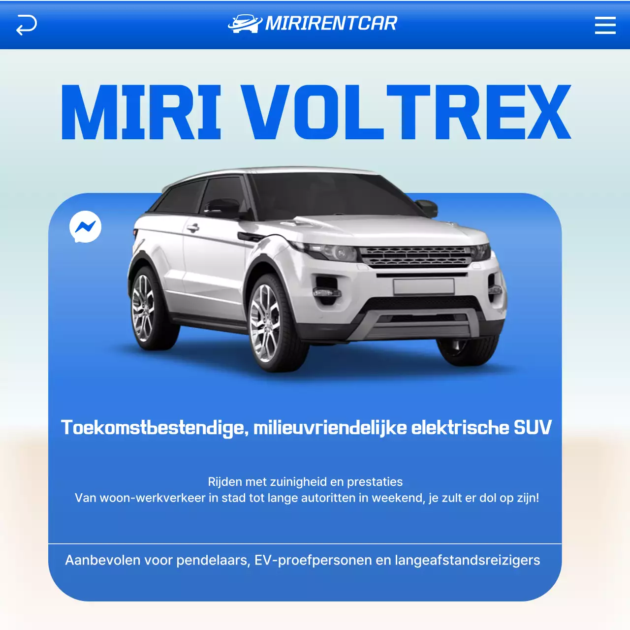 Blauwe moderne auto-advertentie