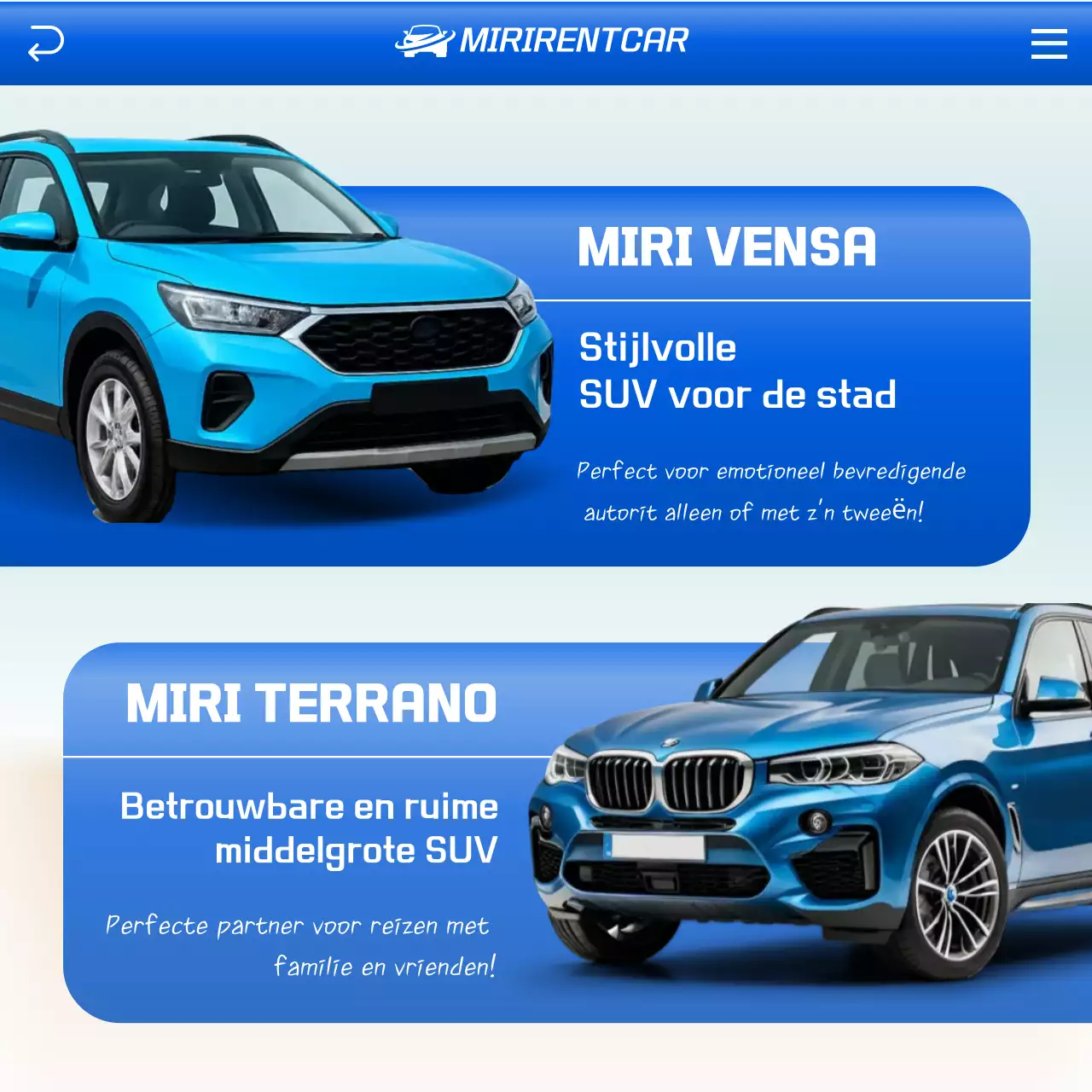 Blauwe moderne auto-advertentie