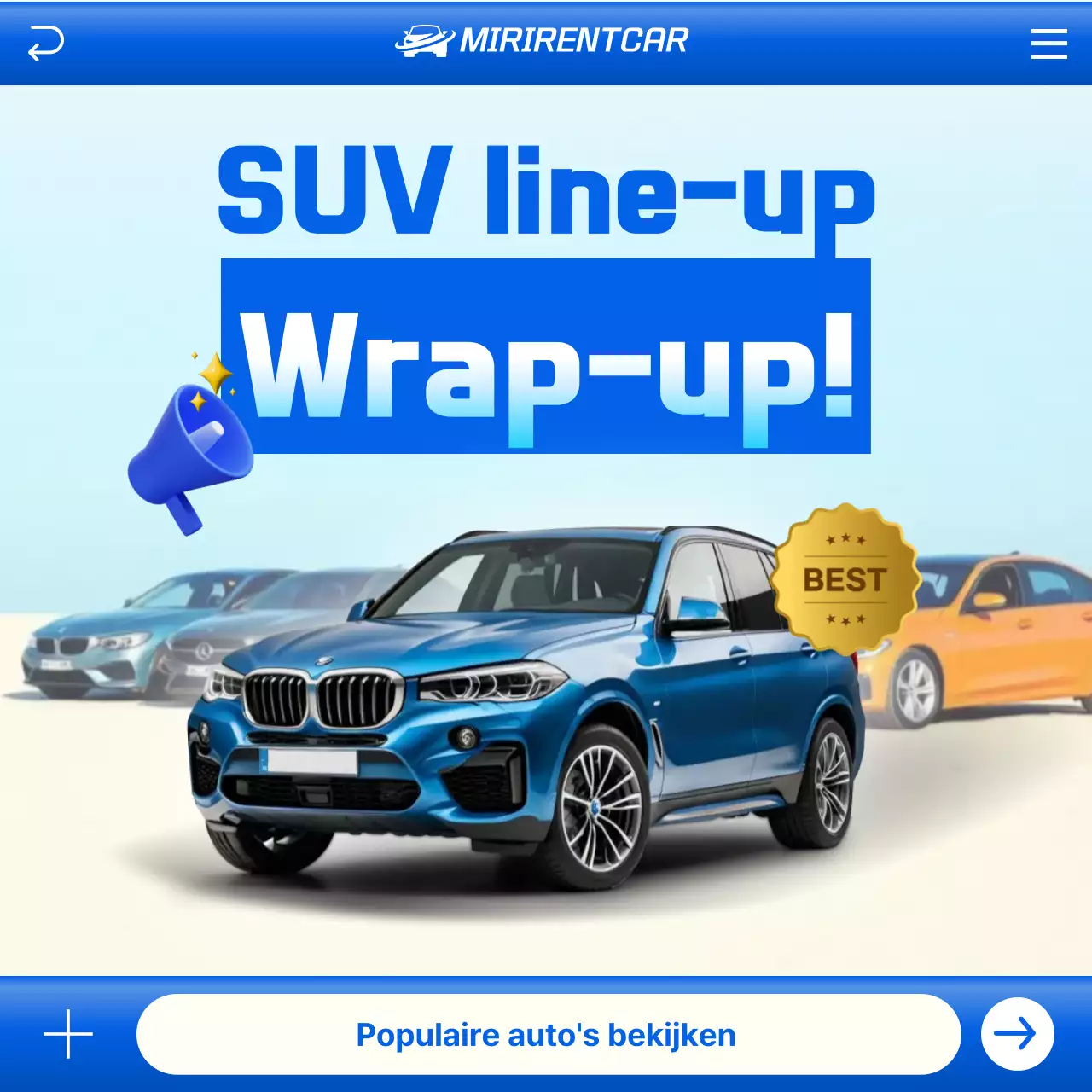 Blauwe moderne auto-advertentie