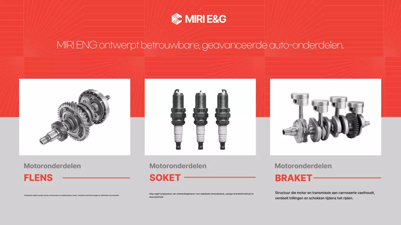 Advertentie voor rode moderne auto-onderdelen