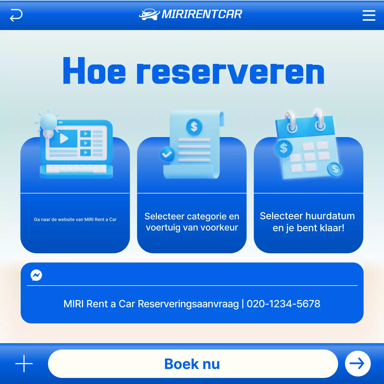 Blauwe moderne auto-advertentie