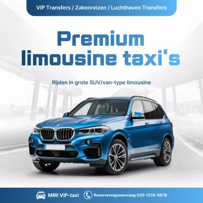 Blauwe moderne auto-advertentie