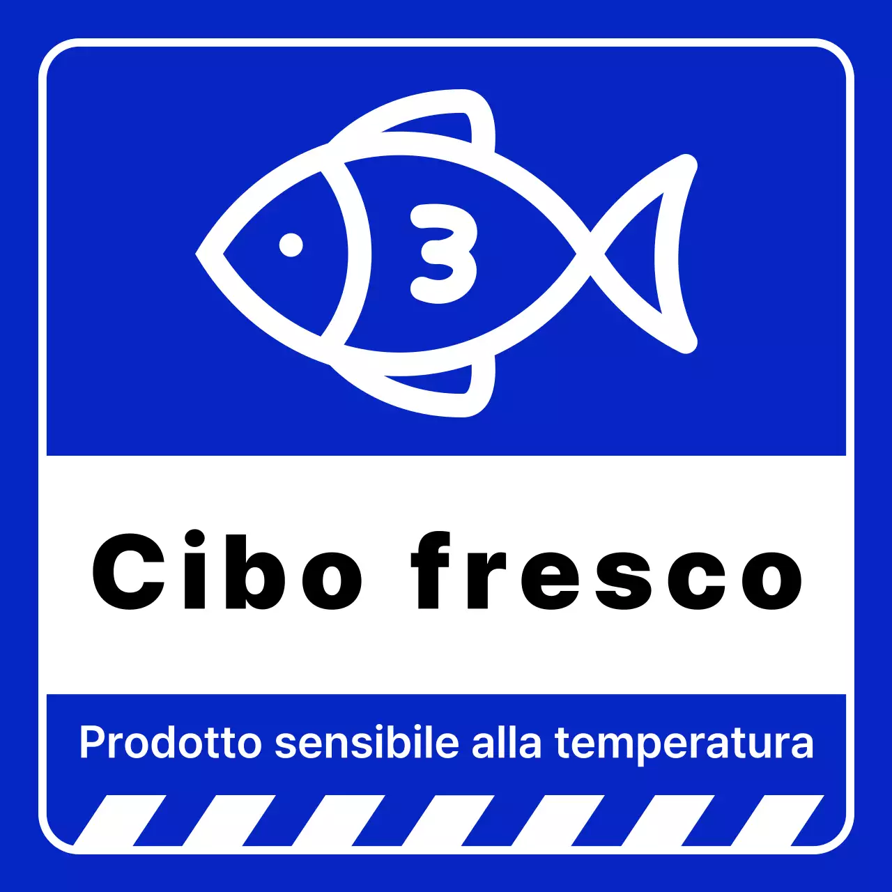 Attenzione al cibo fresco semplice blu