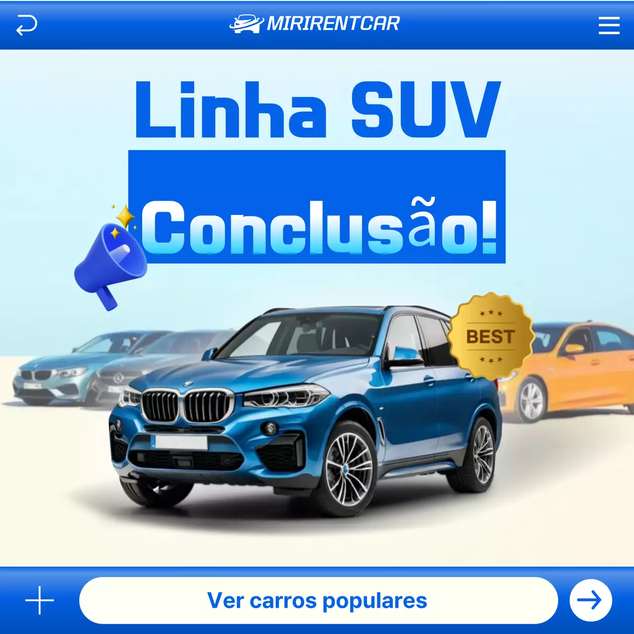 Anúncio de carro moderno azul