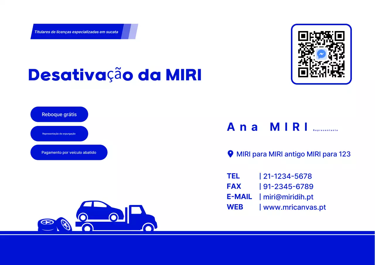 Cartão de Visita Carro Simples Azul