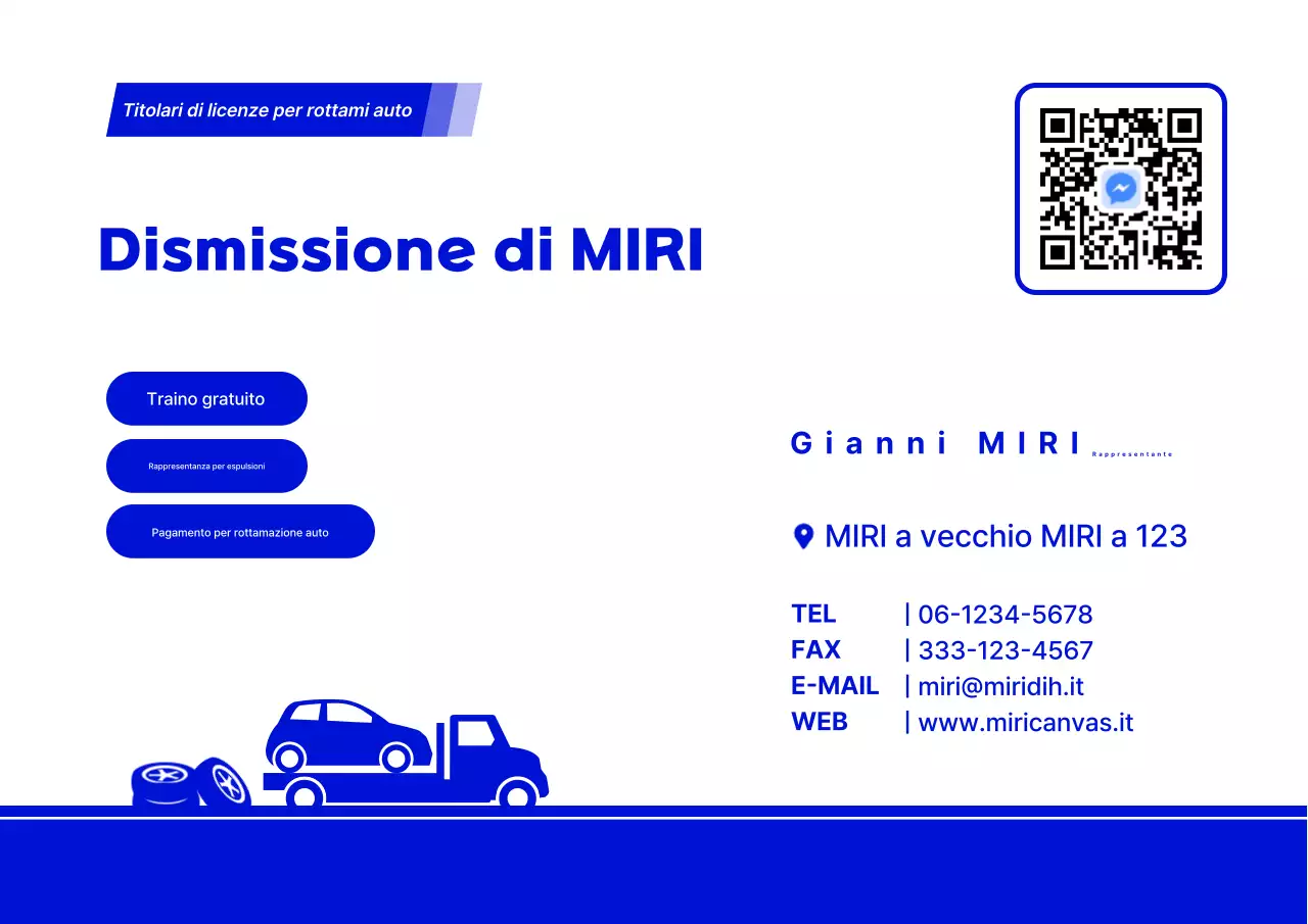 Biglietto da visita semplice per auto blu