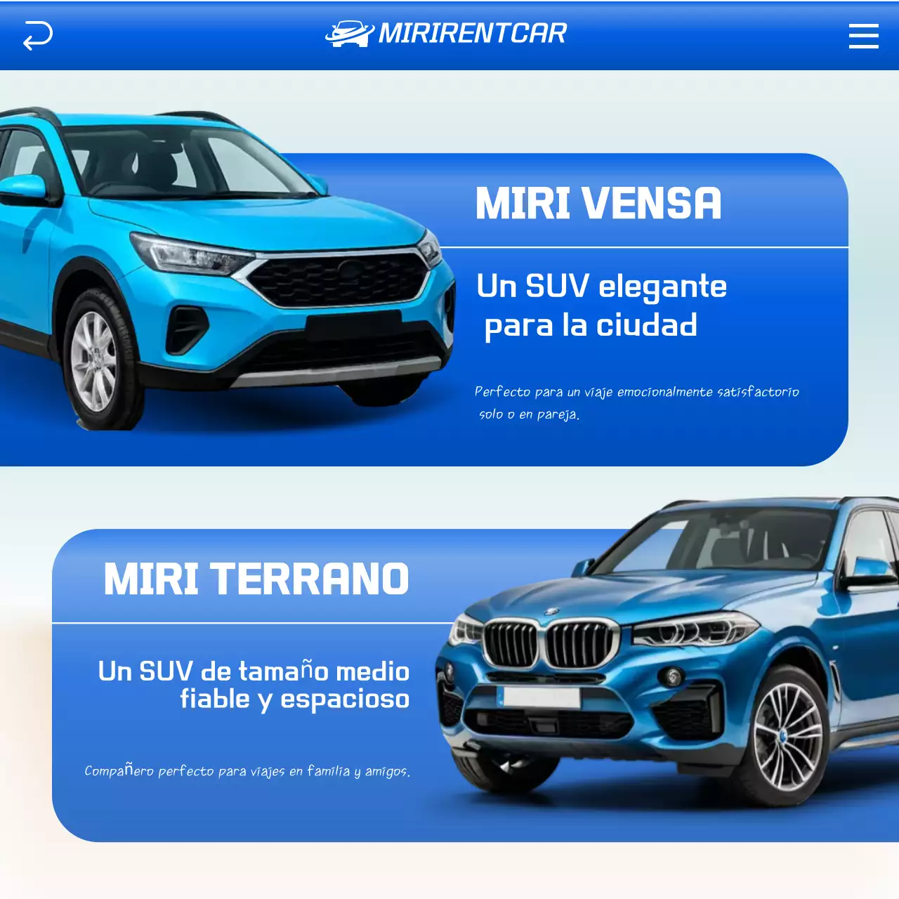 Anuncio de coche moderno azul