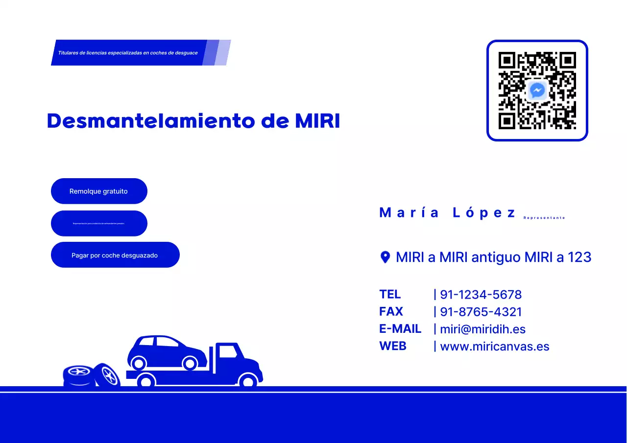 Tarjeta de presentación de coche azul simple