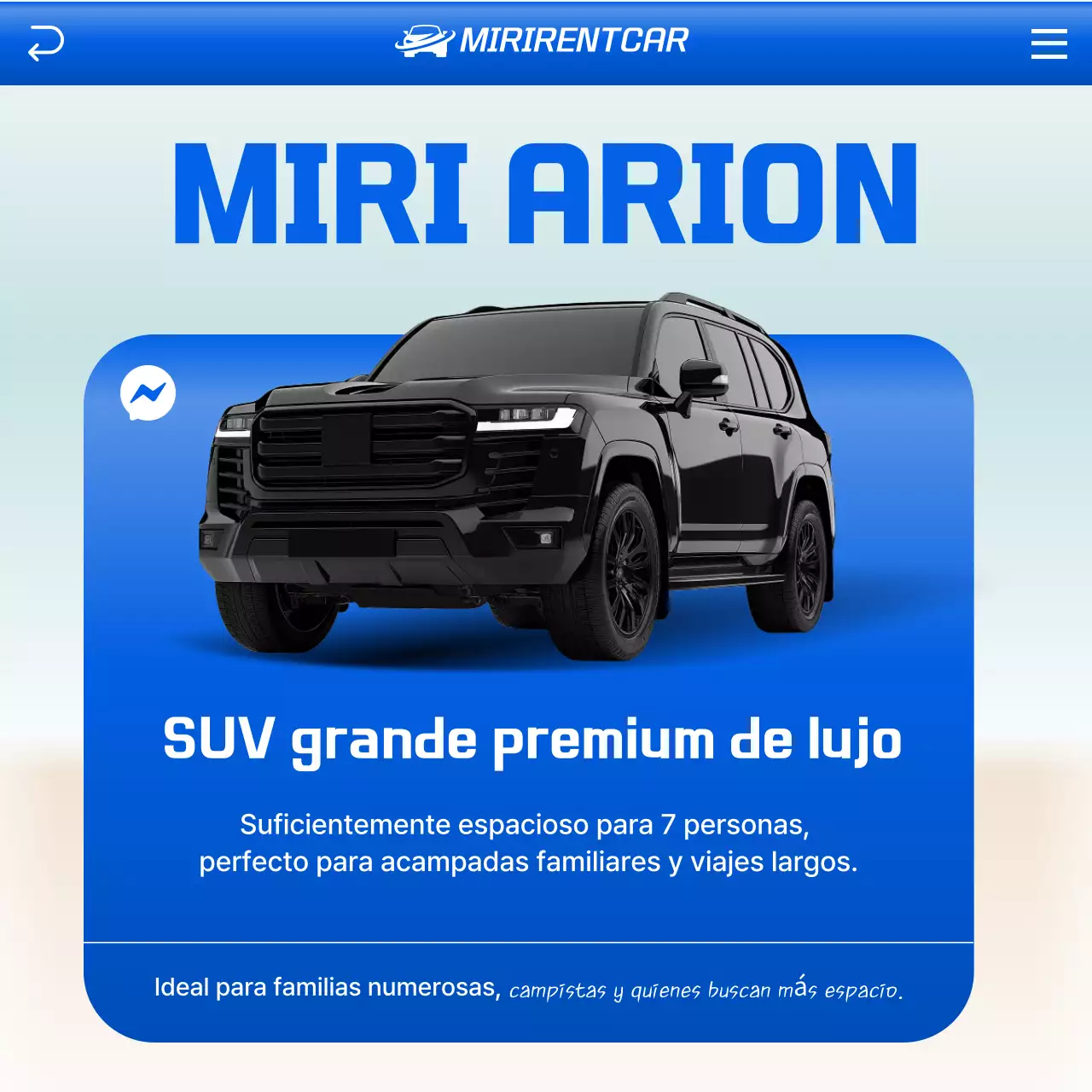 Anuncio de coche moderno azul