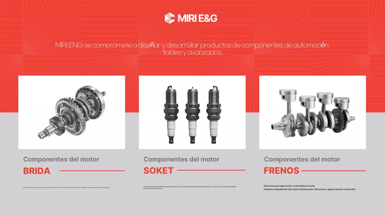 Anuncio de autopartes modernas de color rojo