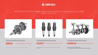 Anuncio de autopartes modernas de color rojo