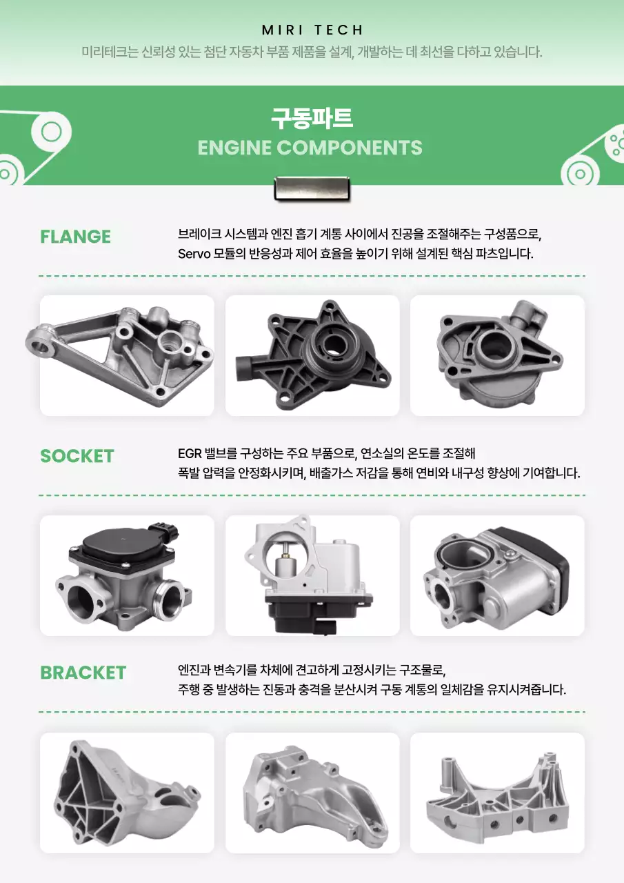 초록 기본 자동차 부품 설명서