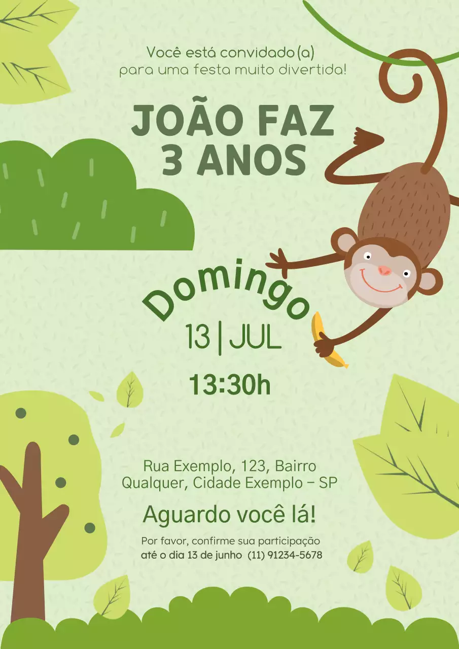 Cartaz de convite de aniversário verde e divertido