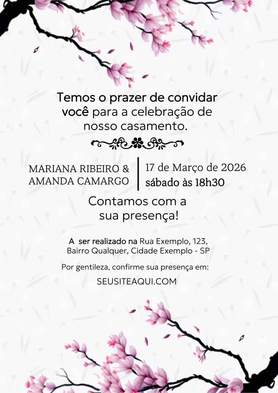 Cartaz de convite de casamento floral elegante