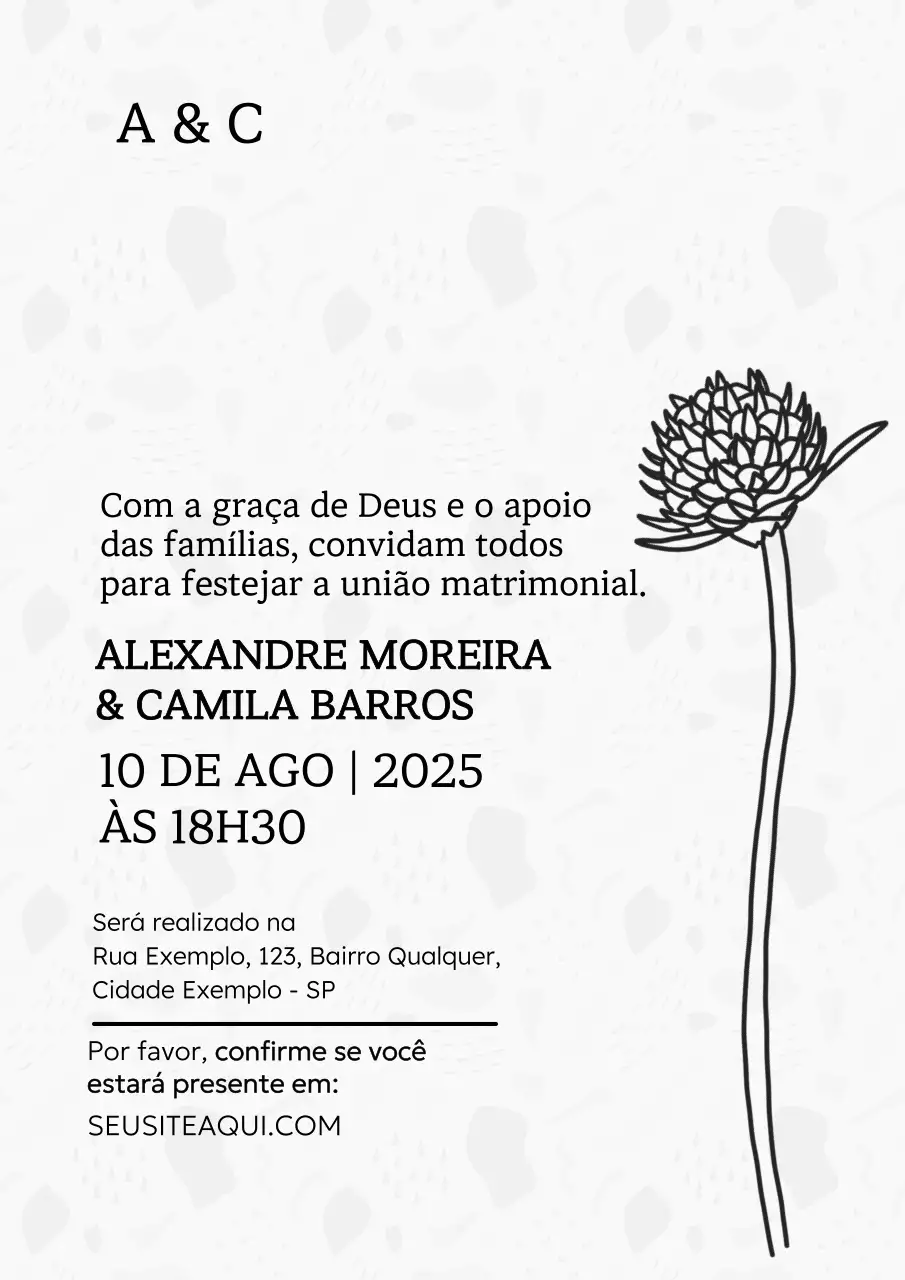 Cartaz de convite de casamento elegante branco