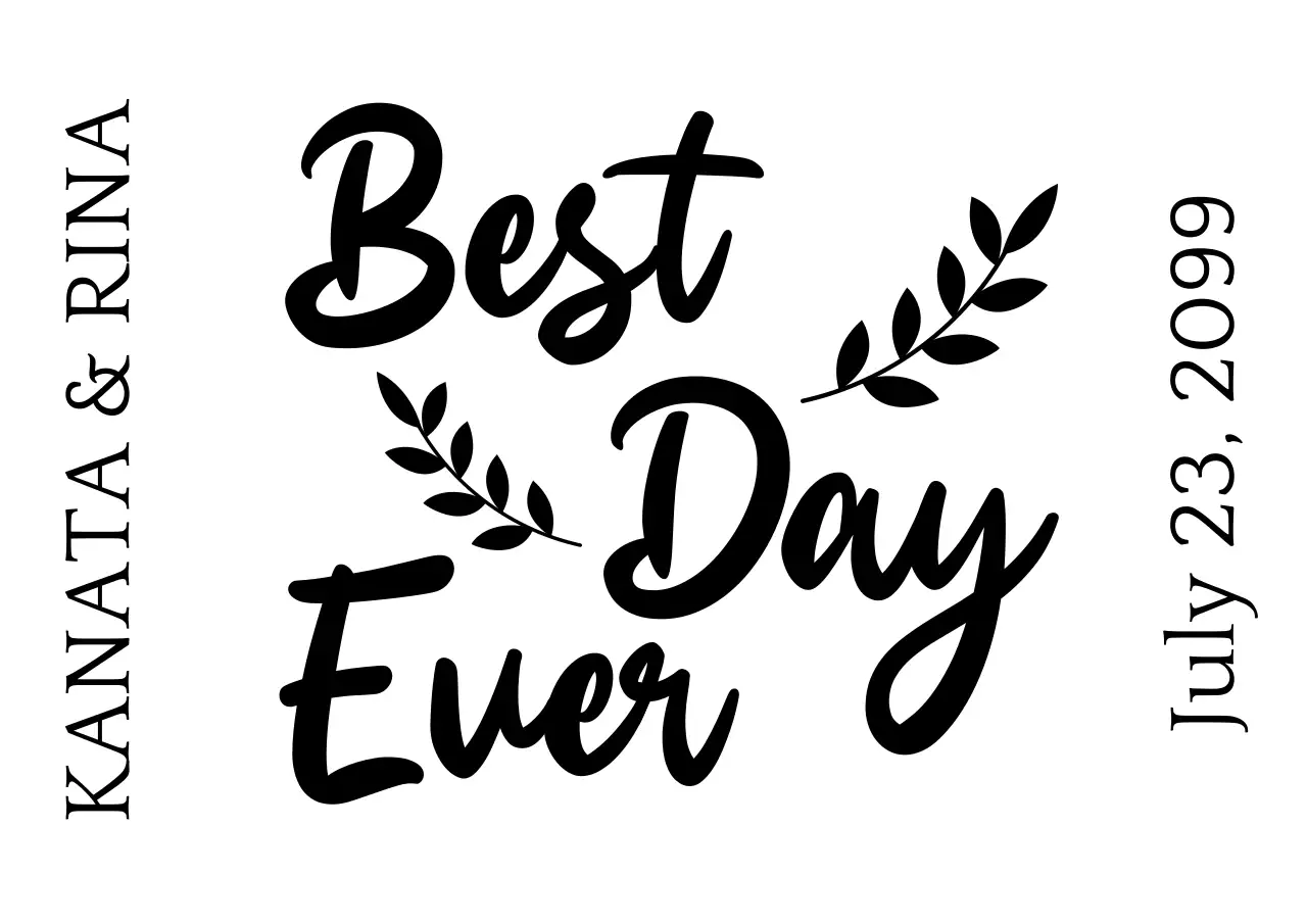 黒 シンプル 結婚式 招待状 イラスト切り文字シール