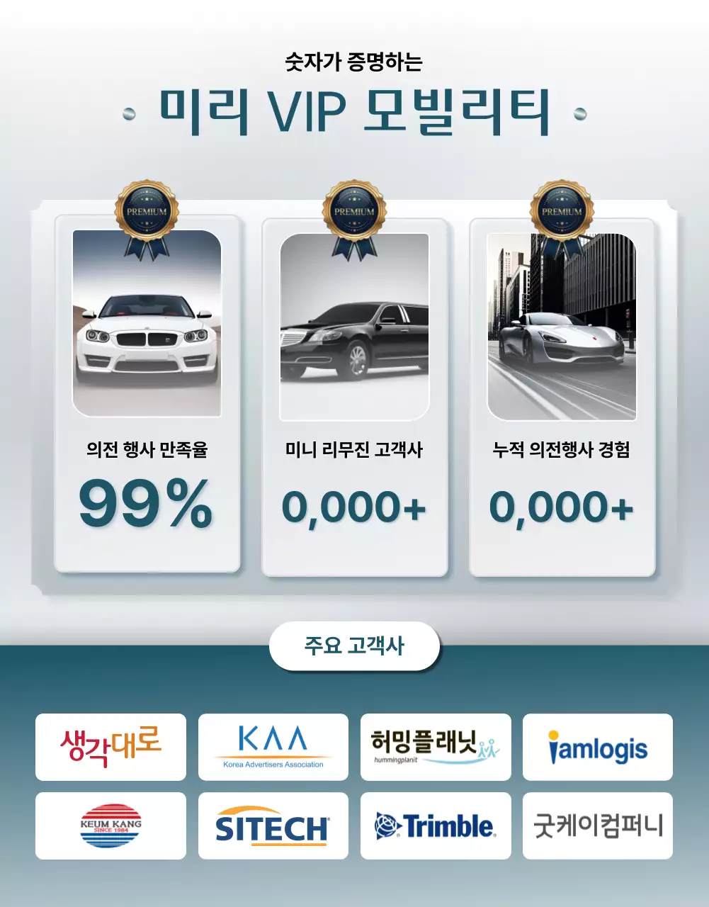 하늘색의 럭셔리한 의전서비스 홍보