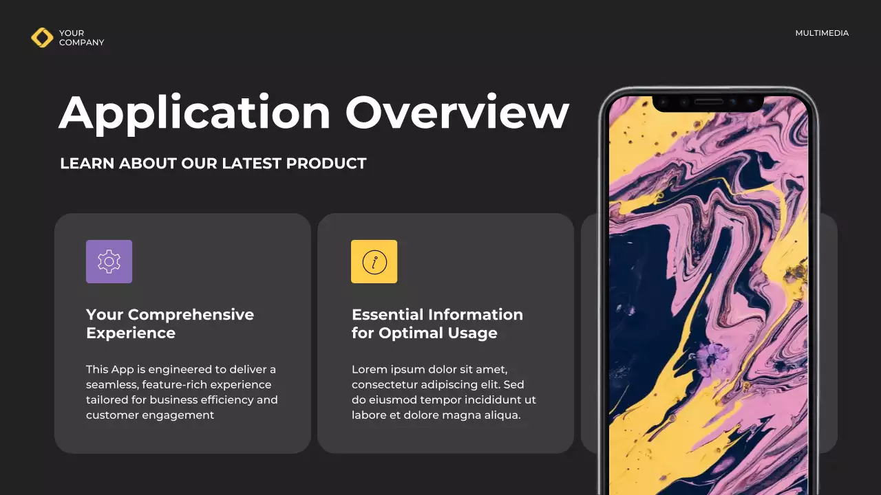 Bản trình bày hướng dẫn ứng dụng di động hiện đại màu vàng