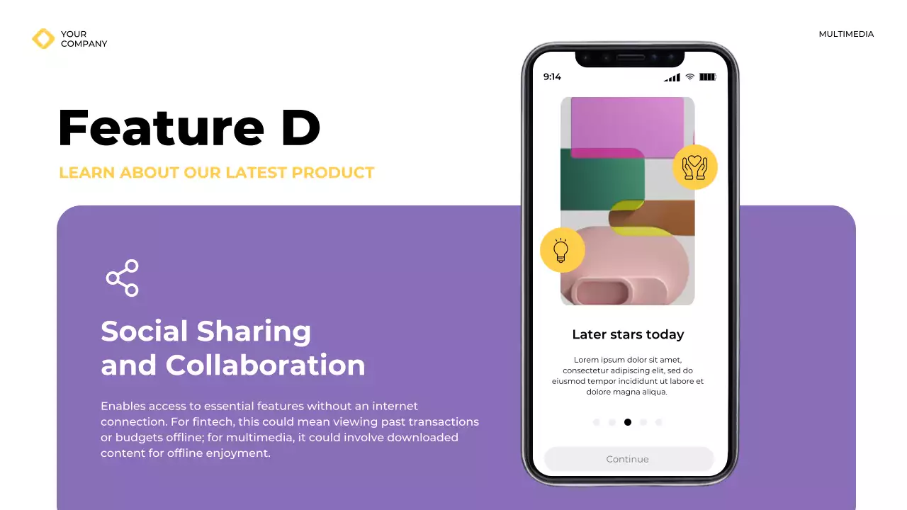 Bản trình bày hướng dẫn ứng dụng di động hiện đại màu vàng