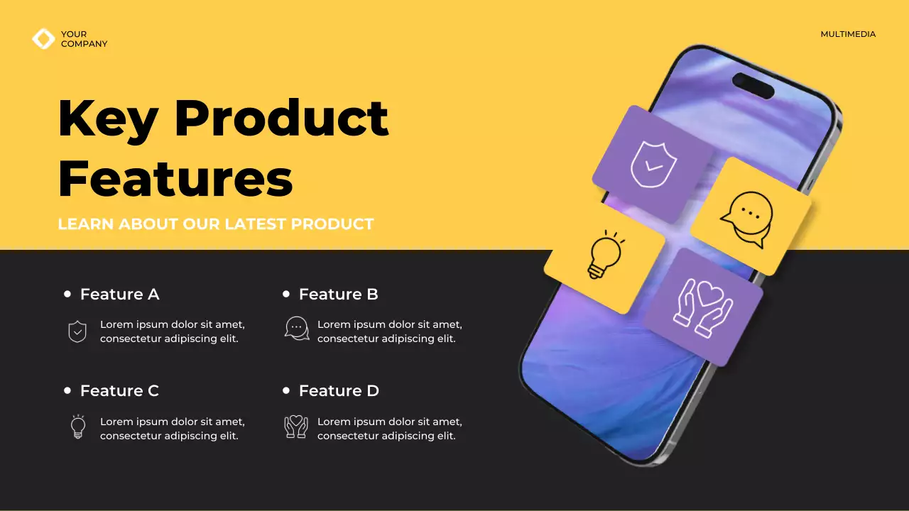 Bản trình bày hướng dẫn ứng dụng di động hiện đại màu vàng