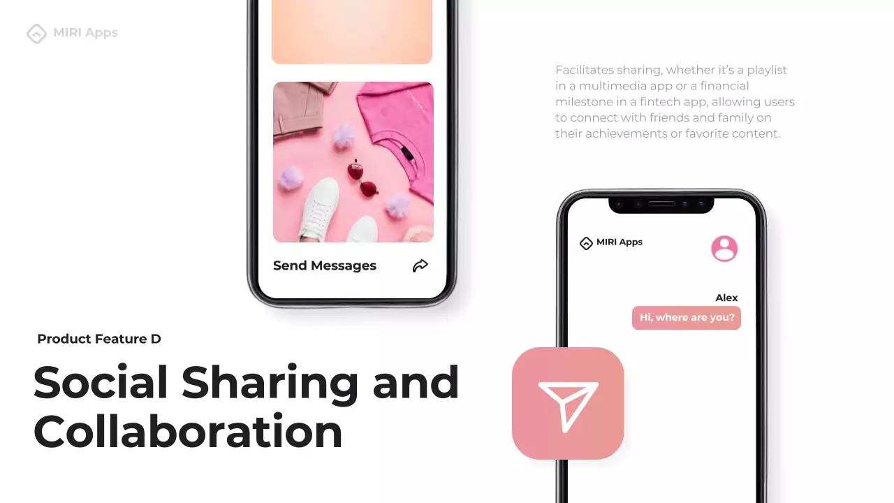 Trình bày tính năng ứng dụng di động hiện đại màu đen và hồng