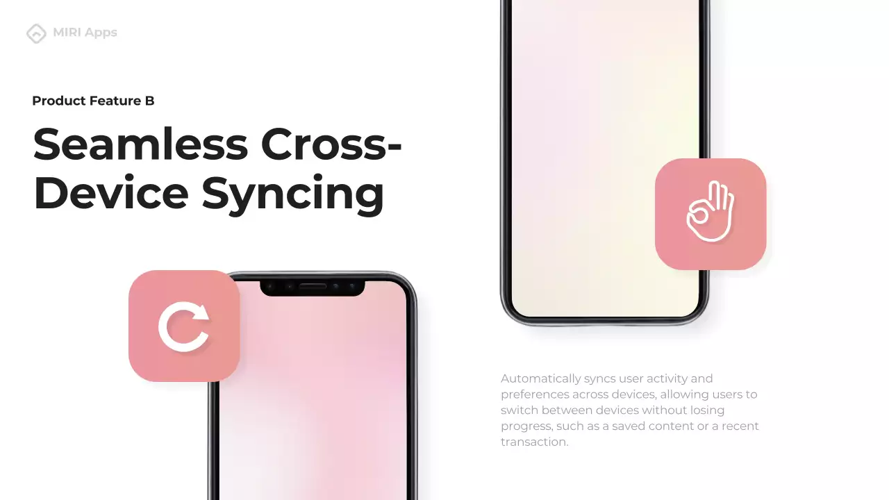 Trình bày tính năng ứng dụng di động hiện đại màu đen và hồng