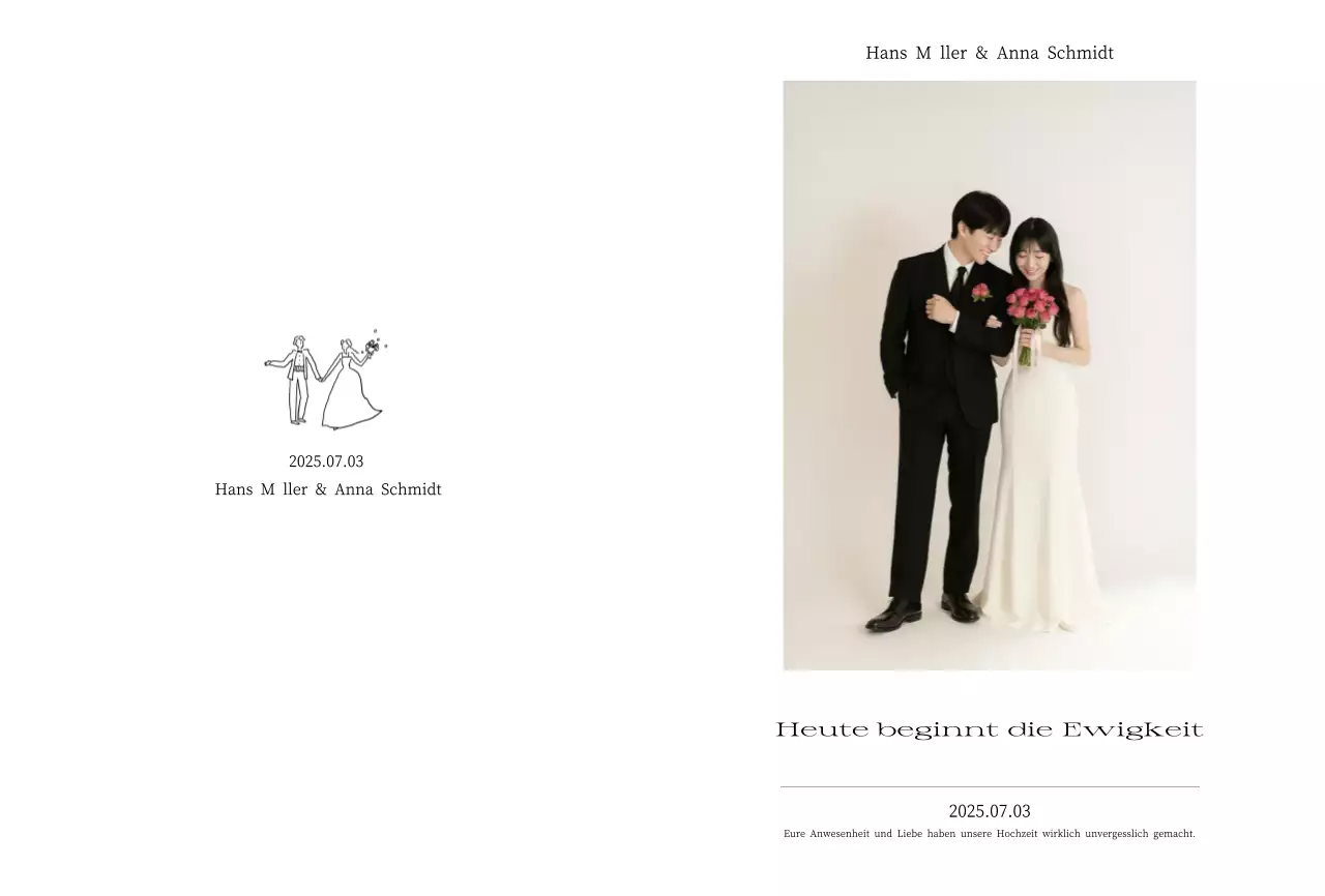 Weiße, einfache Hochzeitseinladung