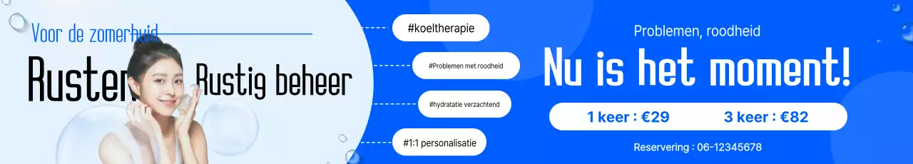 Advertentie voor blauwe moderne huidverzorging