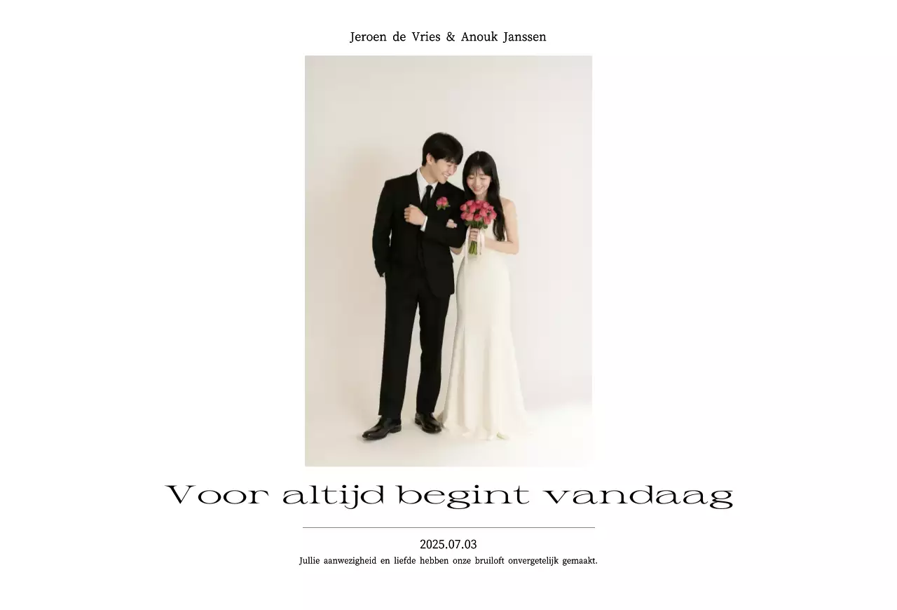 Witte eenvoudige huwelijksuitnodiging