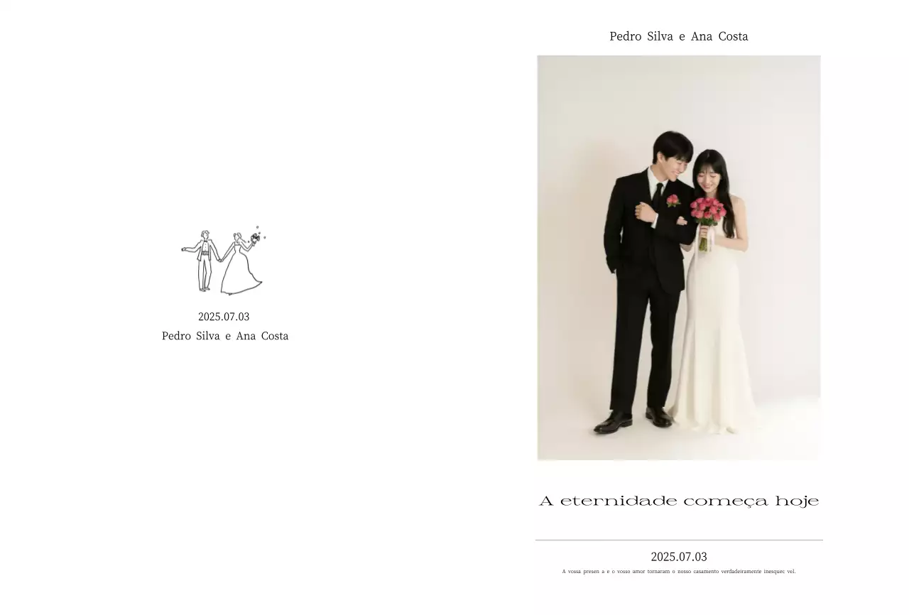 Convite de casamento simples branco