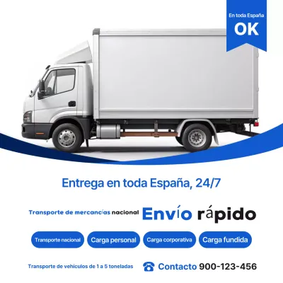 Anuncio de transporte de carga simple en blanco