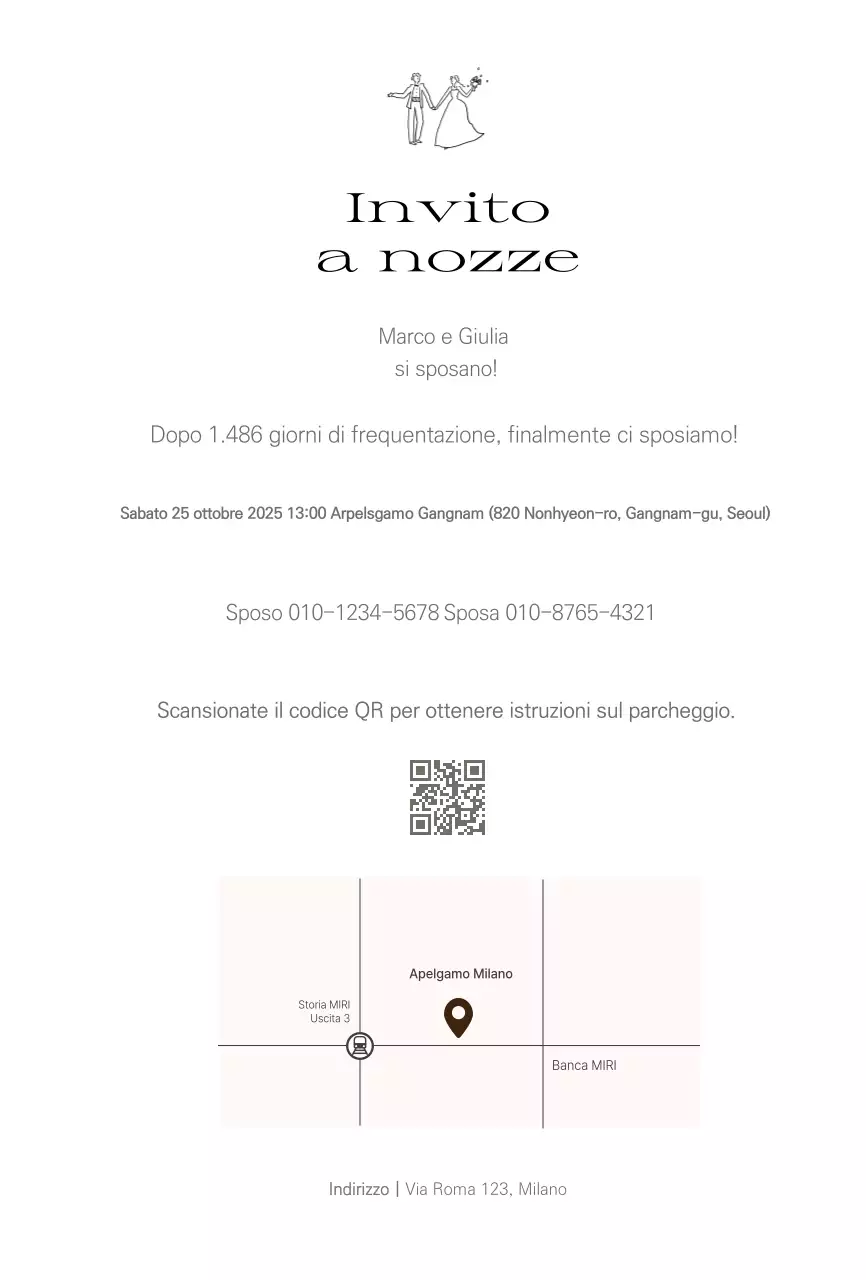 Invito a nozze semplice bianco