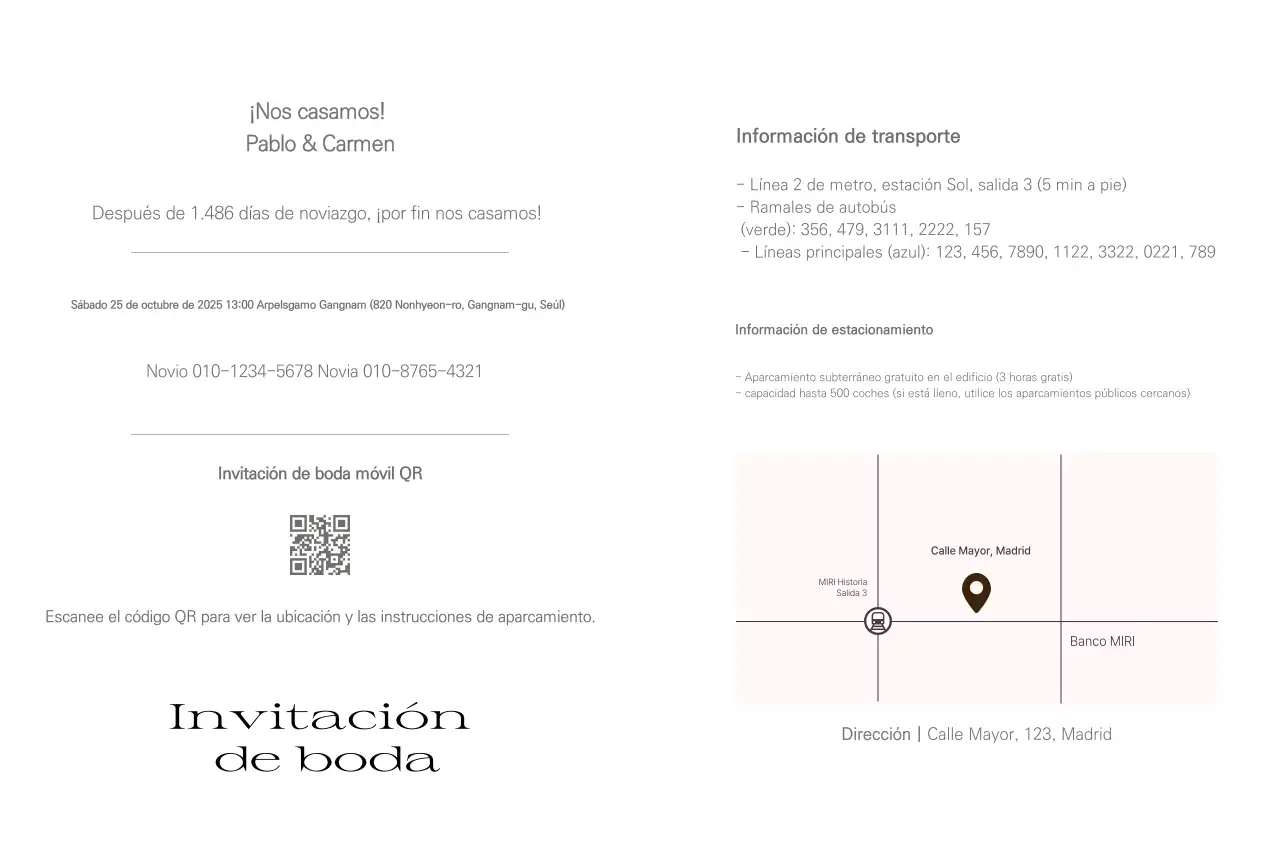 Invitación de boda sencilla blanca