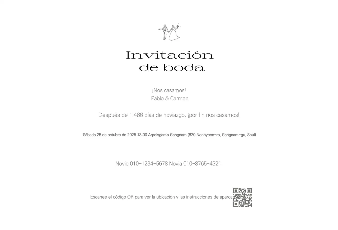 Invitación de boda sencilla blanca