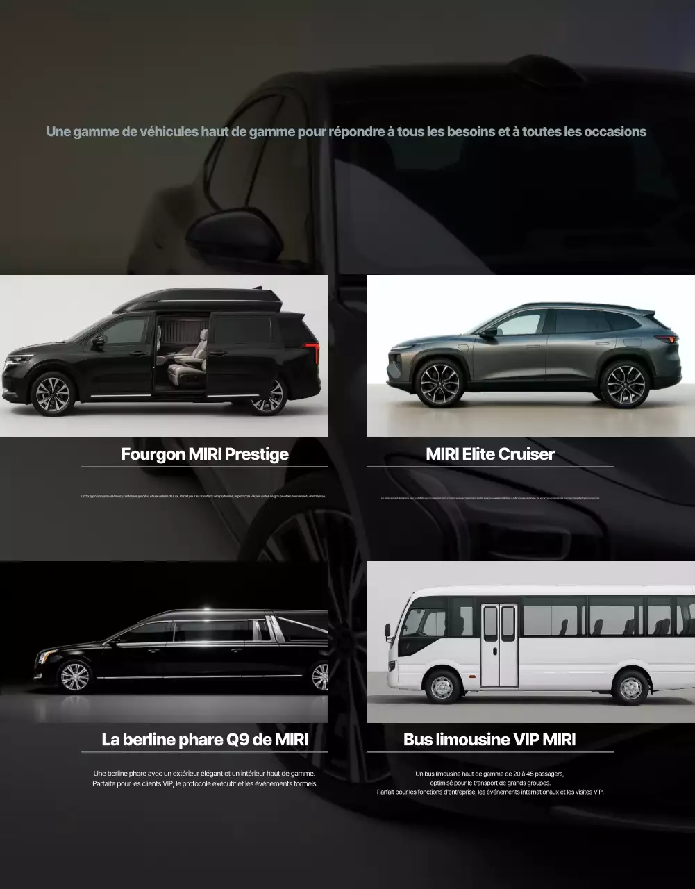 Publicité pour le service de mobilité de luxe noir