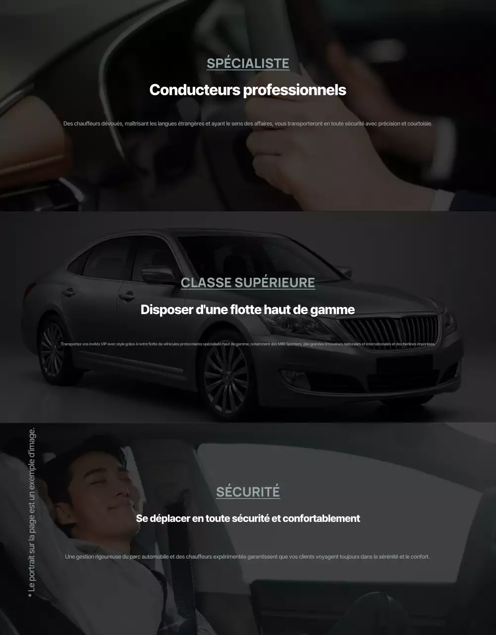 Publicité pour le service de mobilité de luxe noir