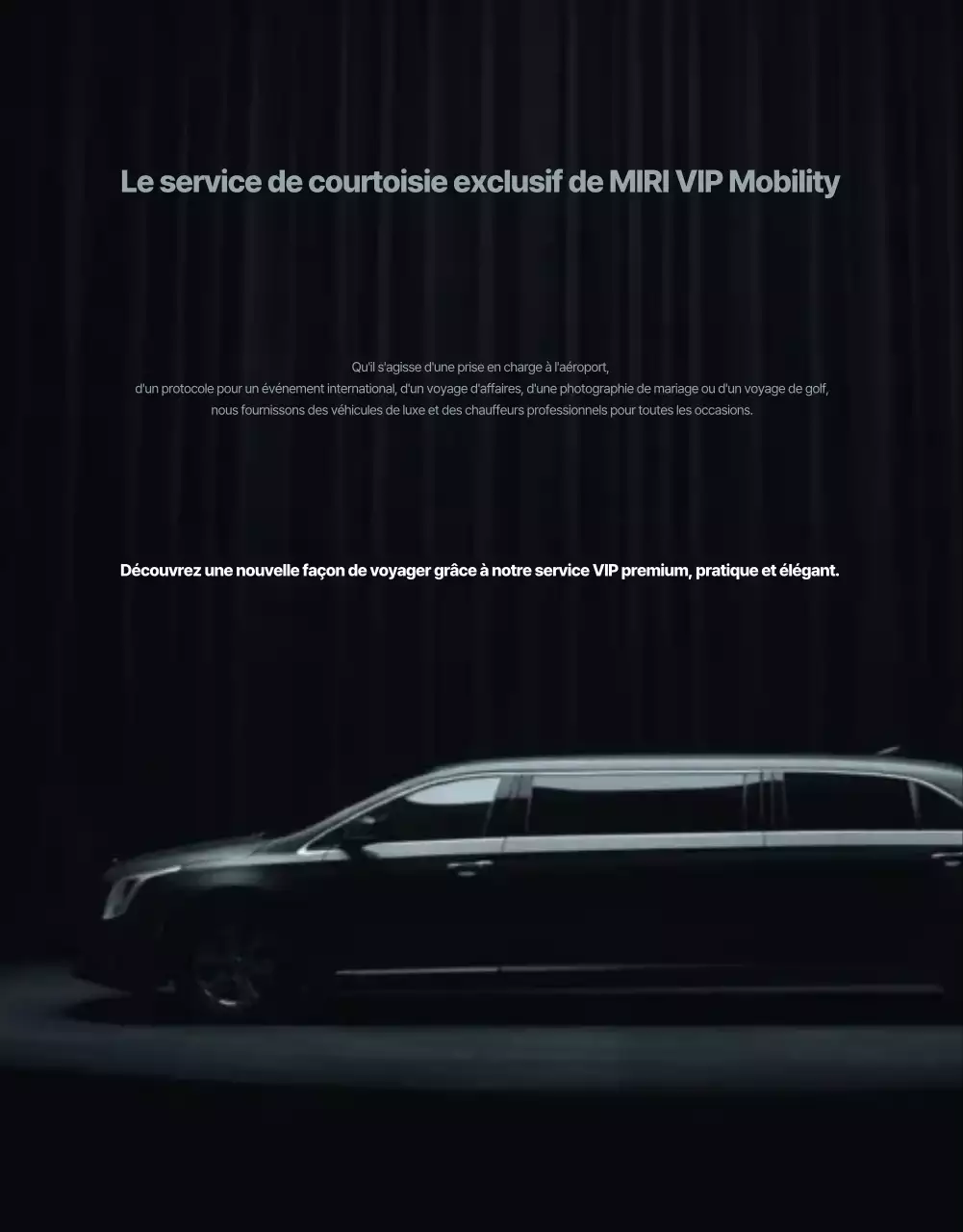 Publicité pour le service de mobilité de luxe noir