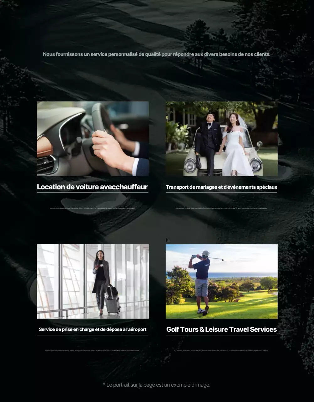 Publicité pour le service de mobilité de luxe noir