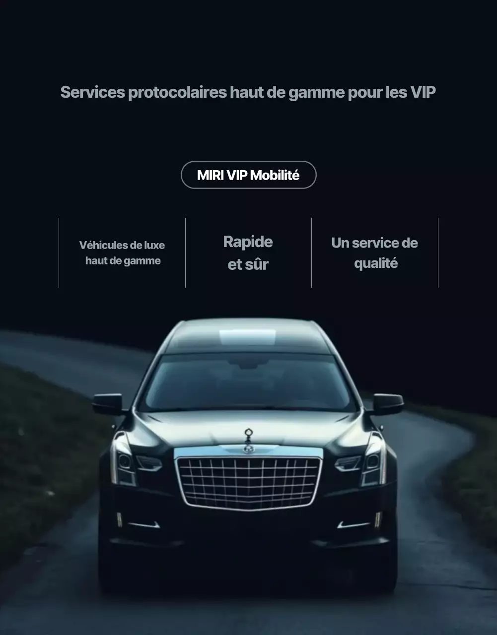 Publicité pour le service de mobilité de luxe noir
