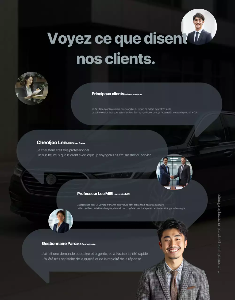 Publicité pour le service de mobilité de luxe noir