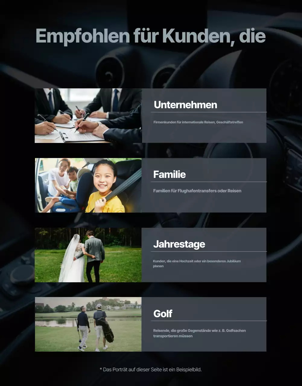 Anzeige für den Black Luxury Mobility Service