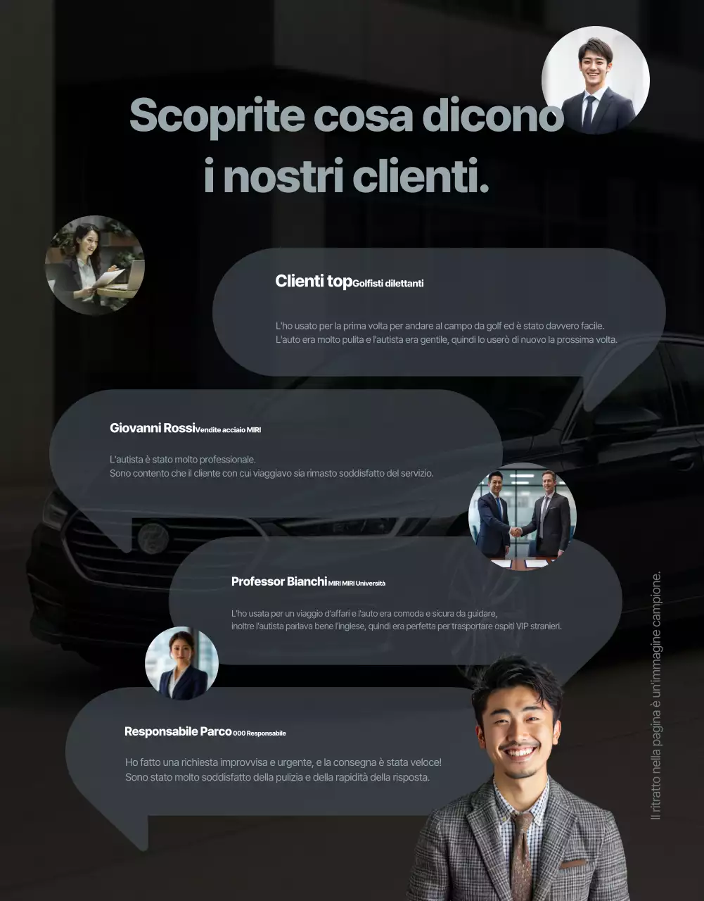 Pubblicità del servizio di mobilità di lusso nero