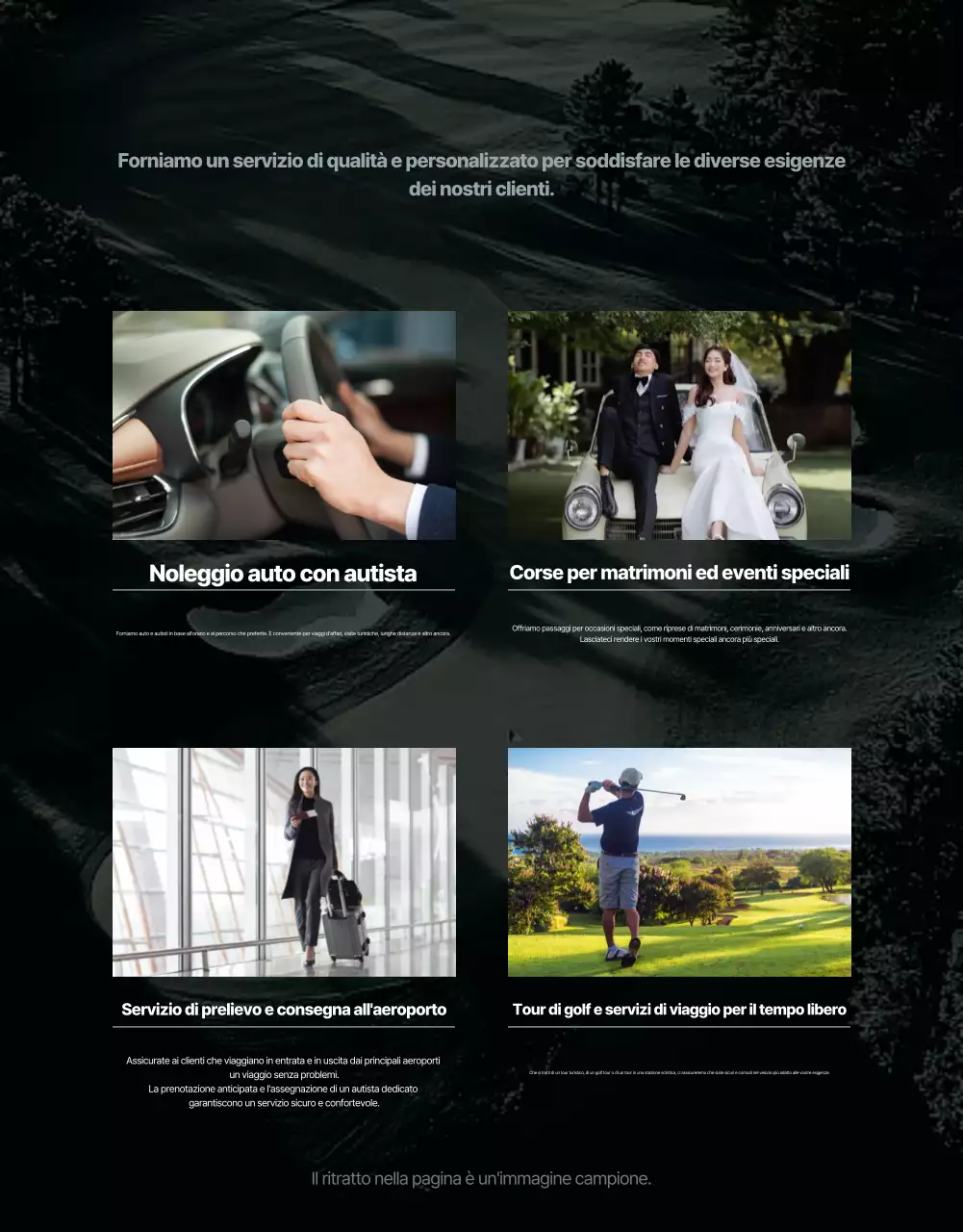 Pubblicità del servizio di mobilità di lusso nero